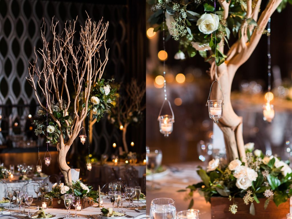 tree centerpiece with hanging 