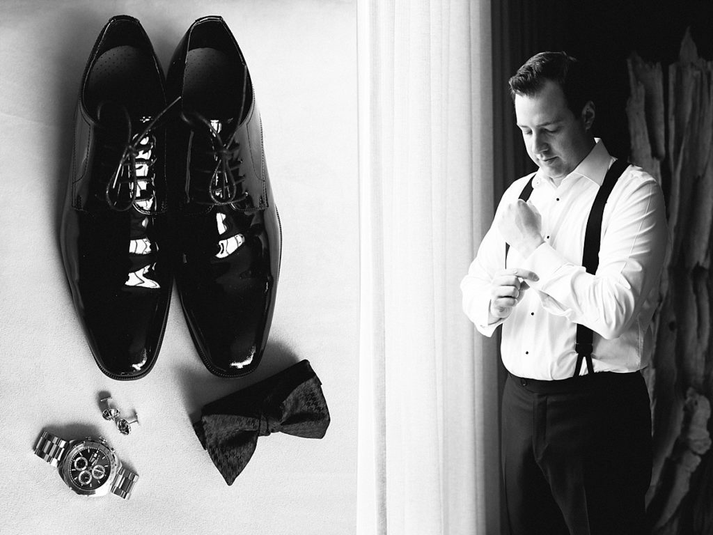 black and white groom details