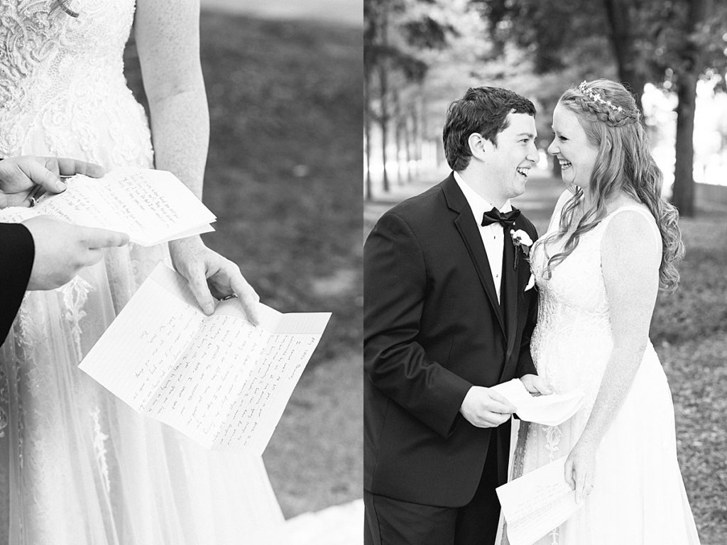 letters to each other on wedding day