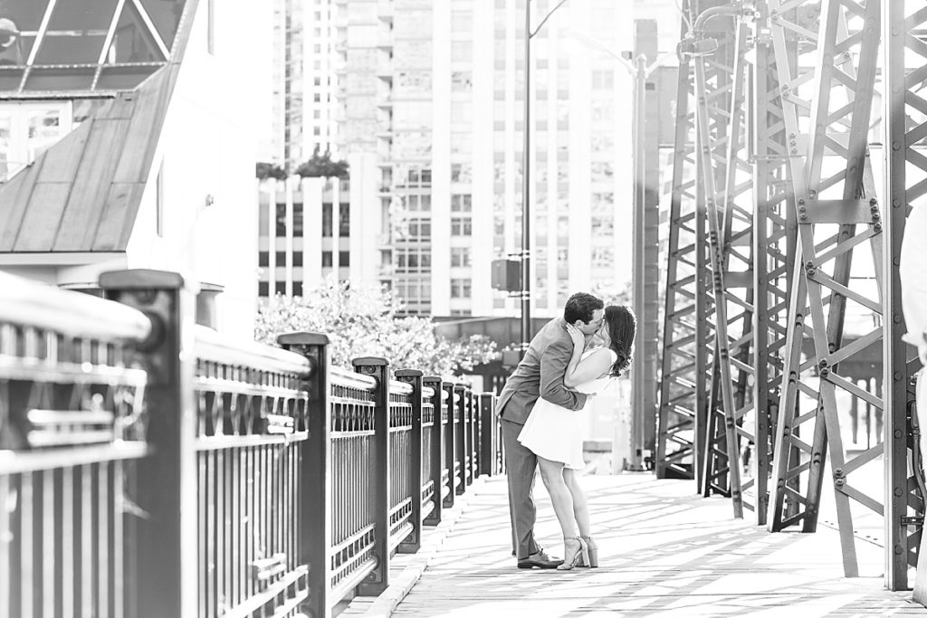 Kisses along the Kinzie Street Bridge