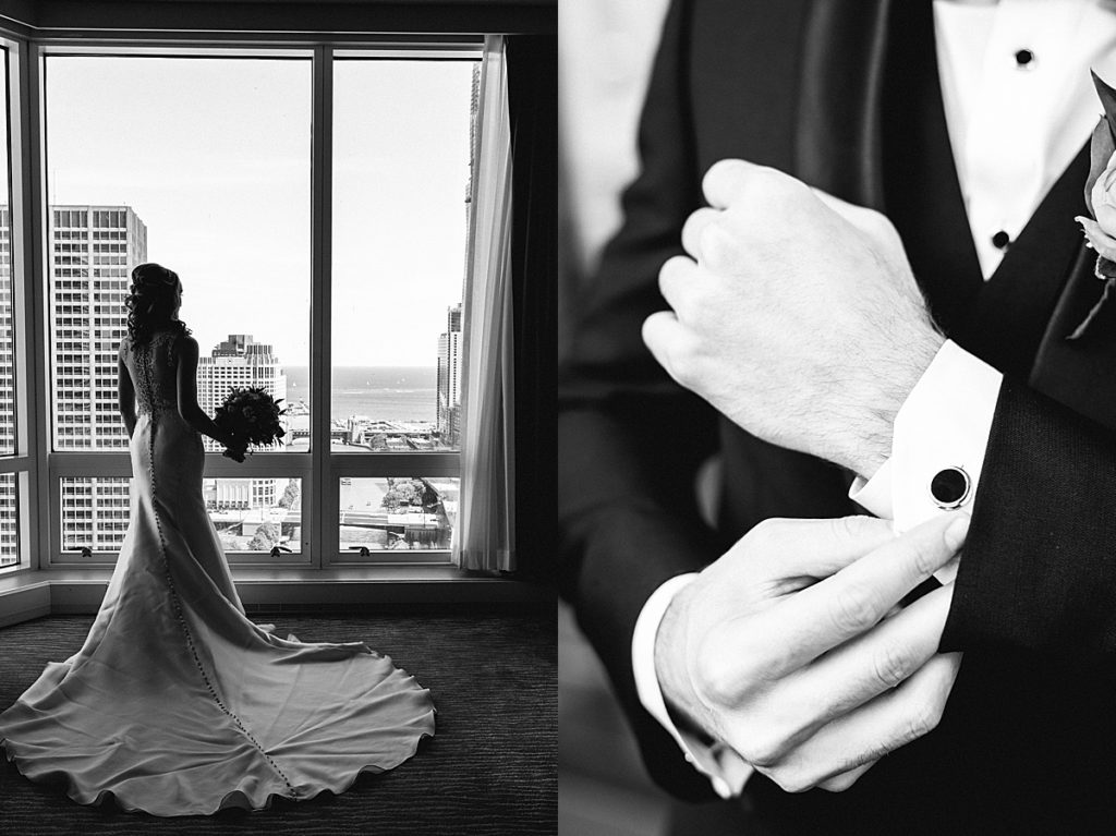 Bride and groom get ready at Trump Hotel