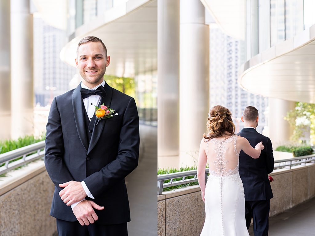 Photos captured of the bride & groom's first look