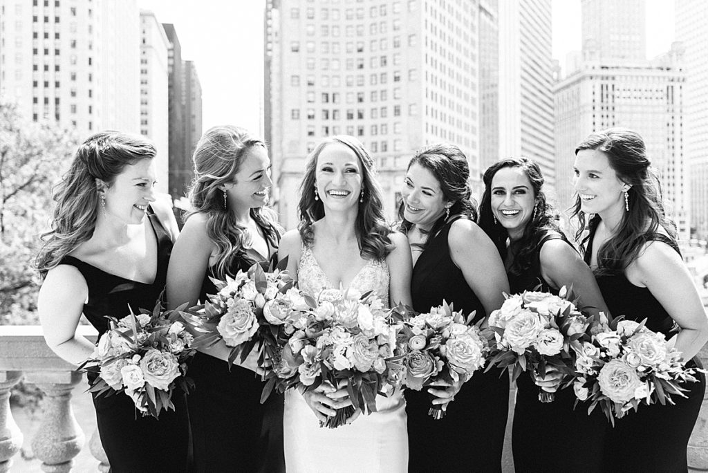 Smiles throughout the bridesmaids