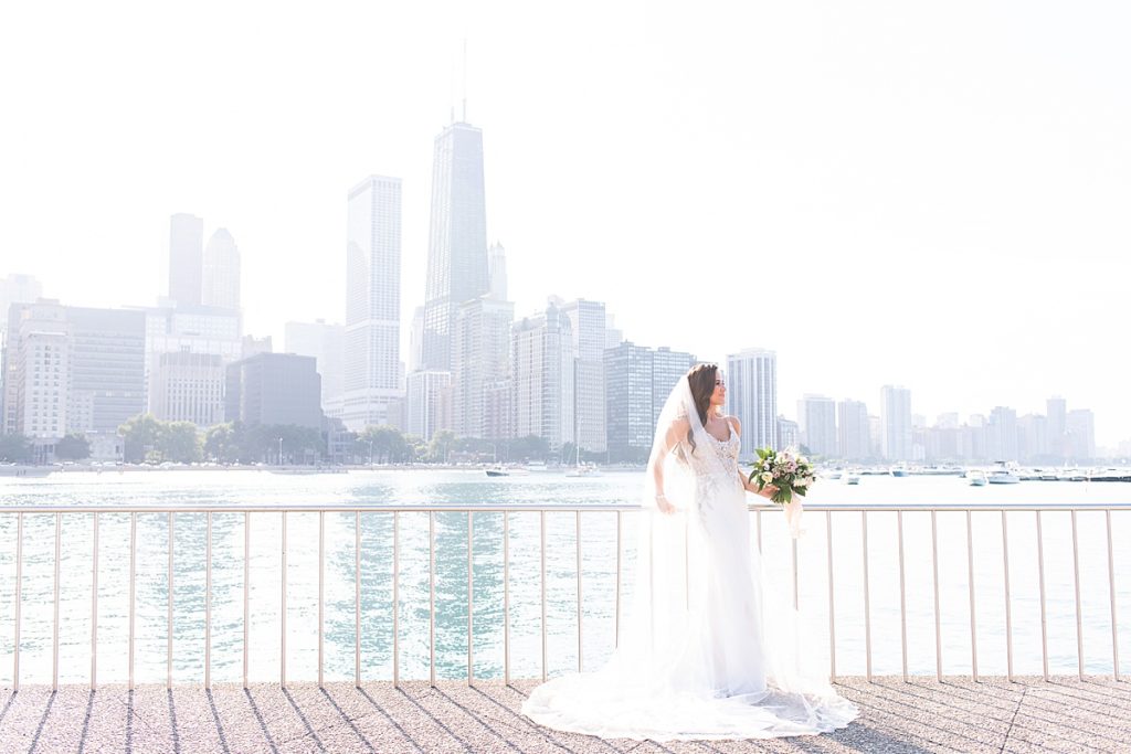 Bridal portrait chicago with view