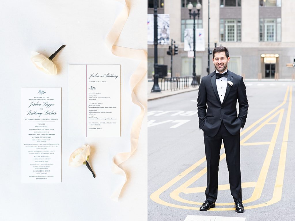 Detailed photos of the groom and the day of stationary