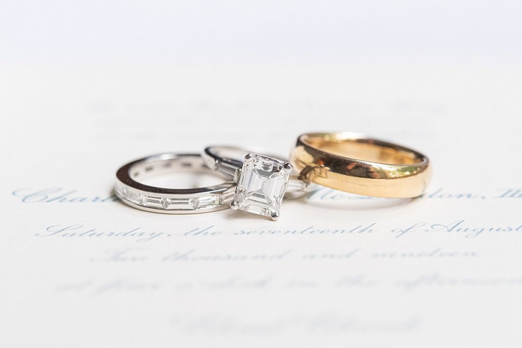 Detailed photo of bride & grooms rings