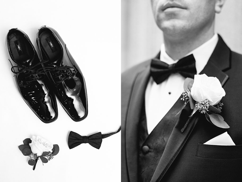 Black tie accents for the groom