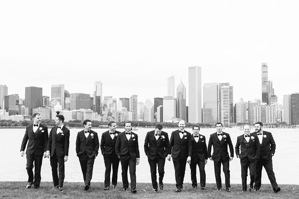 Chicago Skyline backdrop for the groomsmen