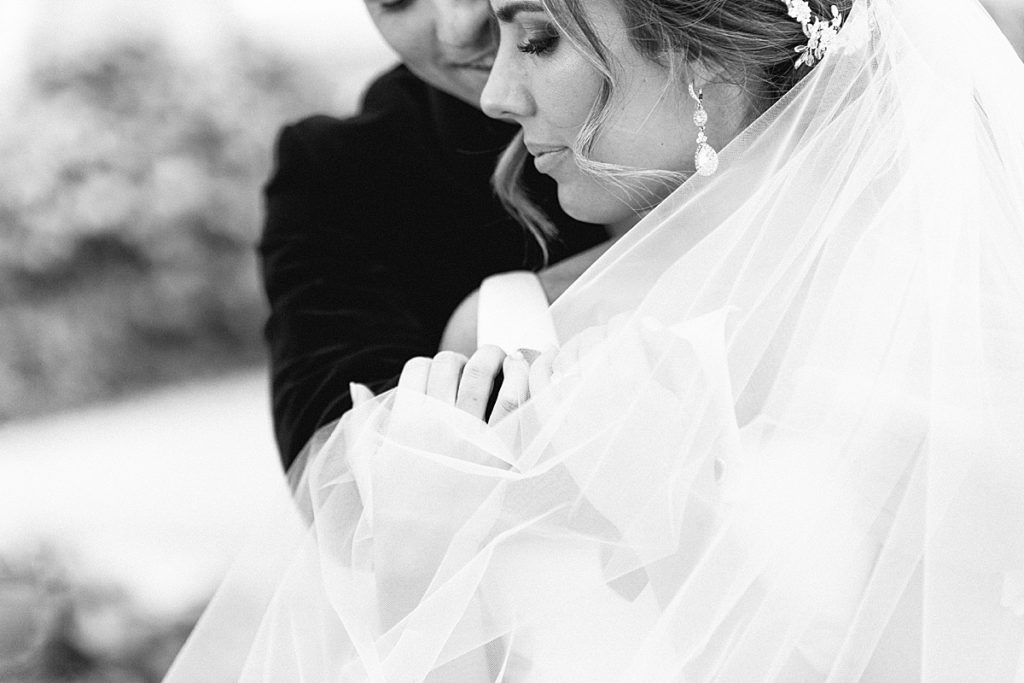 Intimate photo of bride and groom