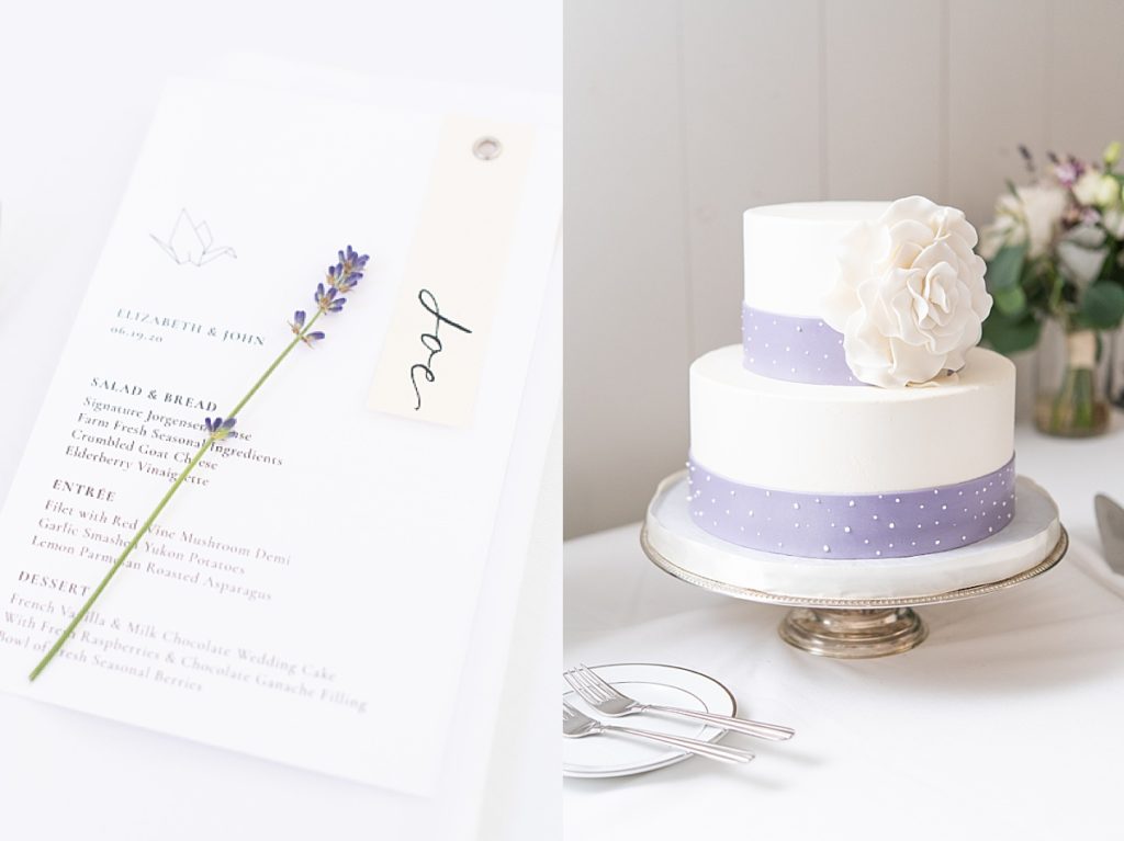 wedding day cake and lavender