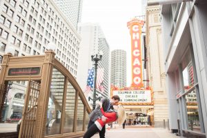 Chicago theater sign engagement photos