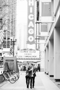 Chicago theater sign engagement photos