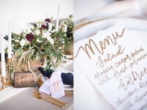 Menu and flowers for wedding