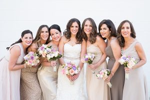white wall bridesmaids