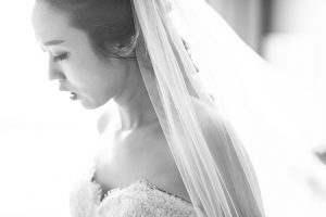 bride in lazaro gown