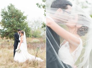 veil photo with bride and groom