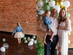 Photo of Elizabeth Nord and her family during her baby gender reveal party in Tennessee at The Opera House Event Hall.