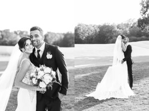 black and white photos of a bride and groom at St. Charles Country Club
