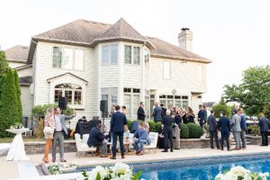 Backyard wedding reception at bride's parents' home