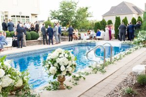 Backyard wedding with pool