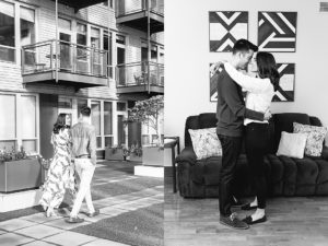 West Loop apartment in-home engagement photo session