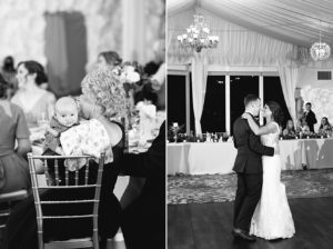 Bride and groom's first dance at wedding reception