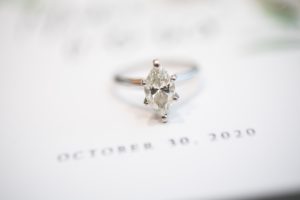 Up close photo of diamond engagement ring
