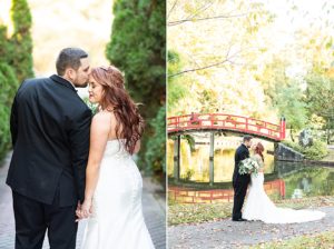 Bride and groom posed for portraits around the Memphis Botanical Gardens