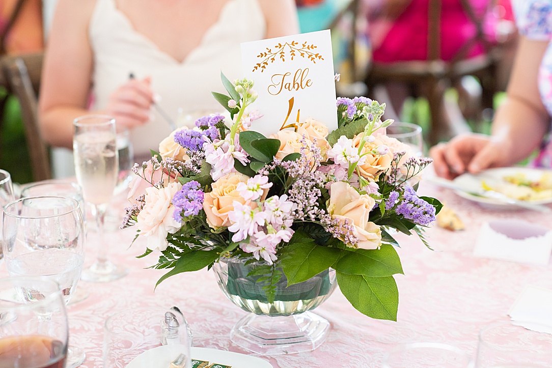 floral centerpieces at chic bridal shower