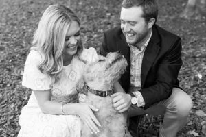 couple brought their dog to engagement photo shoot