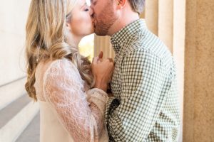 the couple kissed during engagement photos