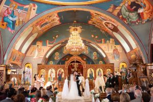 colorful Greek Orthodox wedding ceremony