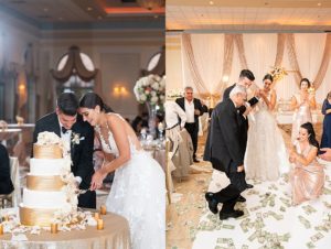 the couple cut their wedding cake