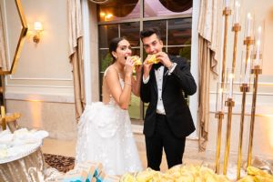 the bride and groom enjoyed a late night snack
